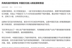 时报：风电机组并网发电 中国ag尊龙登陆入口z6mg驶入新能源新赛道